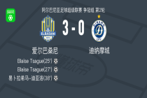 爱尔巴桑尼3-0大胜迪纳摩城，Blaise Tsague梅开二度，易卜拉希马-迪亚洛建功