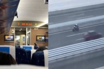 摩托车高速桥上追高铁？交警回应 正在严肃处理
