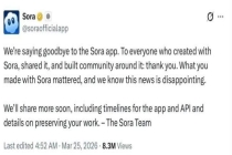 OpenAI宣布：Sora即将停用 告别风靡一时的视频生成应用