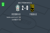 阿灵索斯女足2-0于默奥女足，isabella svanstrom破门，比约克曼锦上添花